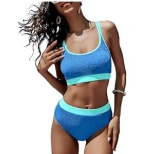 AngiMelo Womens High Waisted Ribbed Bikini